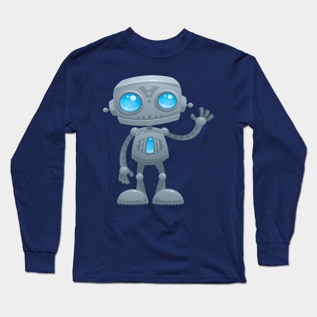 Waving Robot Long Sleeve T-Shirt by fizzgig